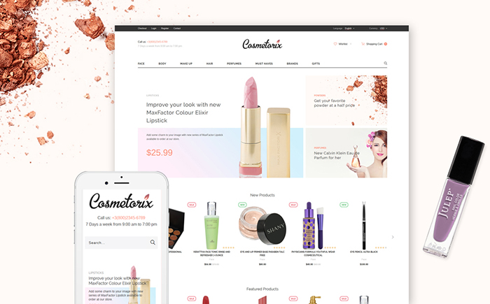 cosmetics store OpenCart template    