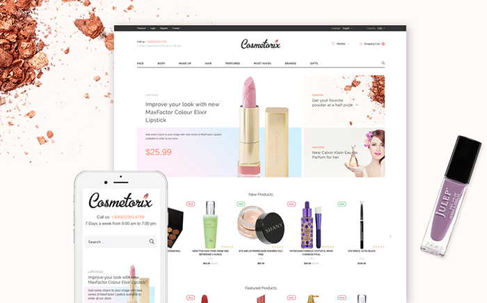 cosmetics store OpenCart template