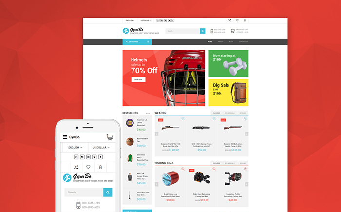 gym equipment OpenCart template